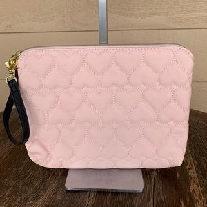 Betsey Johnson NWOT Quilted Pink Heart Wristlet XL